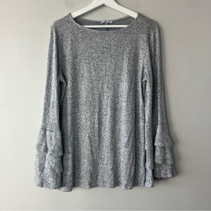 White Birch Gray Sweater with Tiered Long Sleeves Medium